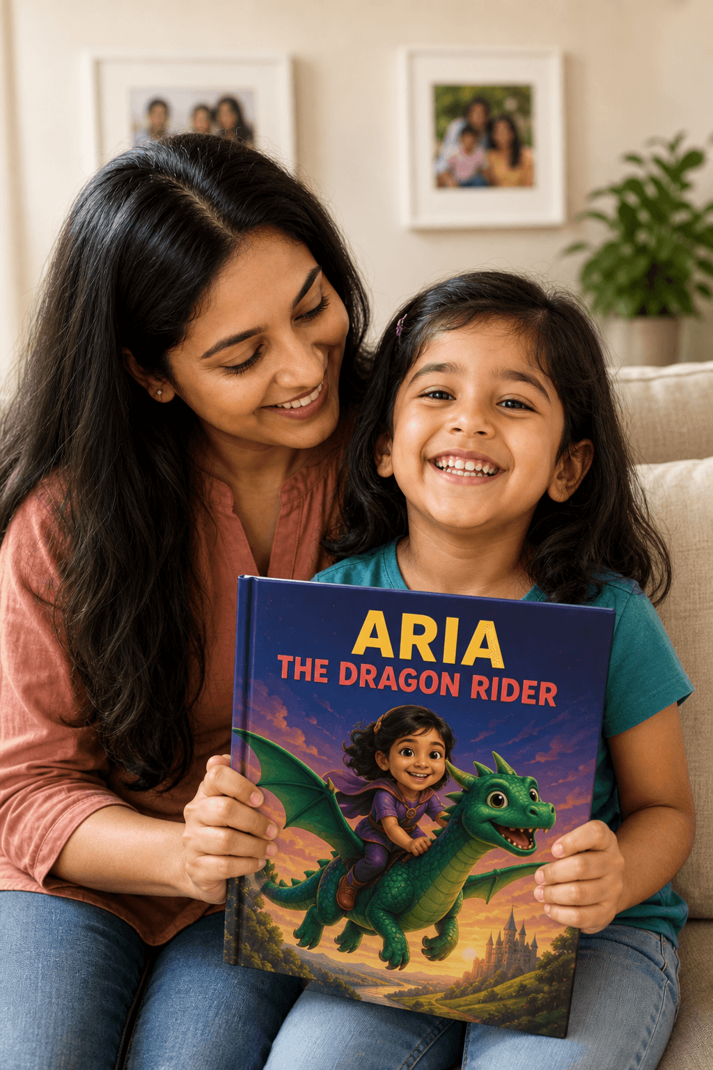A parent and child sharing a personalized BunStories book